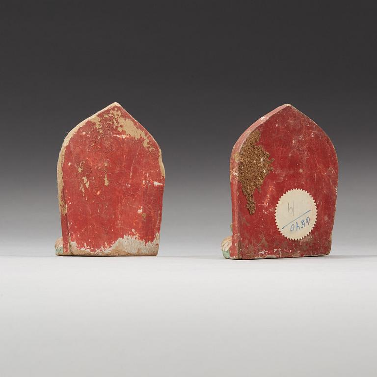 Two clay tsa-tsas, Tibet, 18/19th Century.