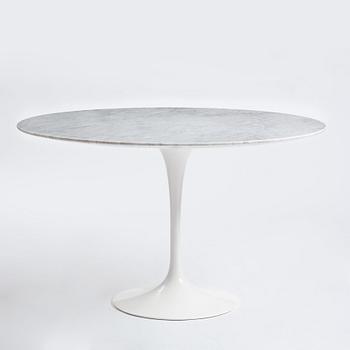 Eero Saarinen, a circular marble top table and six chairs, 'Tulip', Knoll International, probably 1960s.