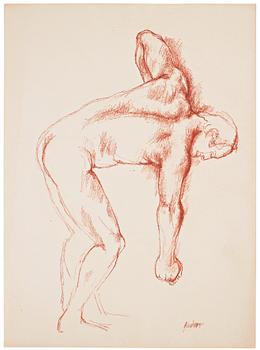 Gudmar Olovson, drawing. Red crayon. Signed.