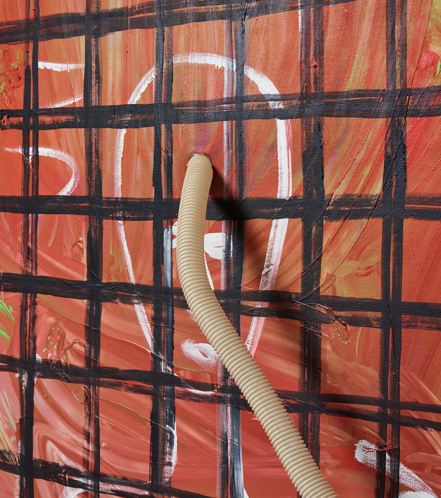 Jonathan Borofsky, oil on canvas with plastic tube and casette player.
