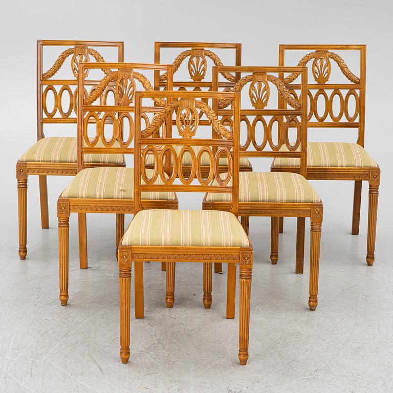 Stolar, 6 st, gustaviansk stil, 1900-talets andra hälft.