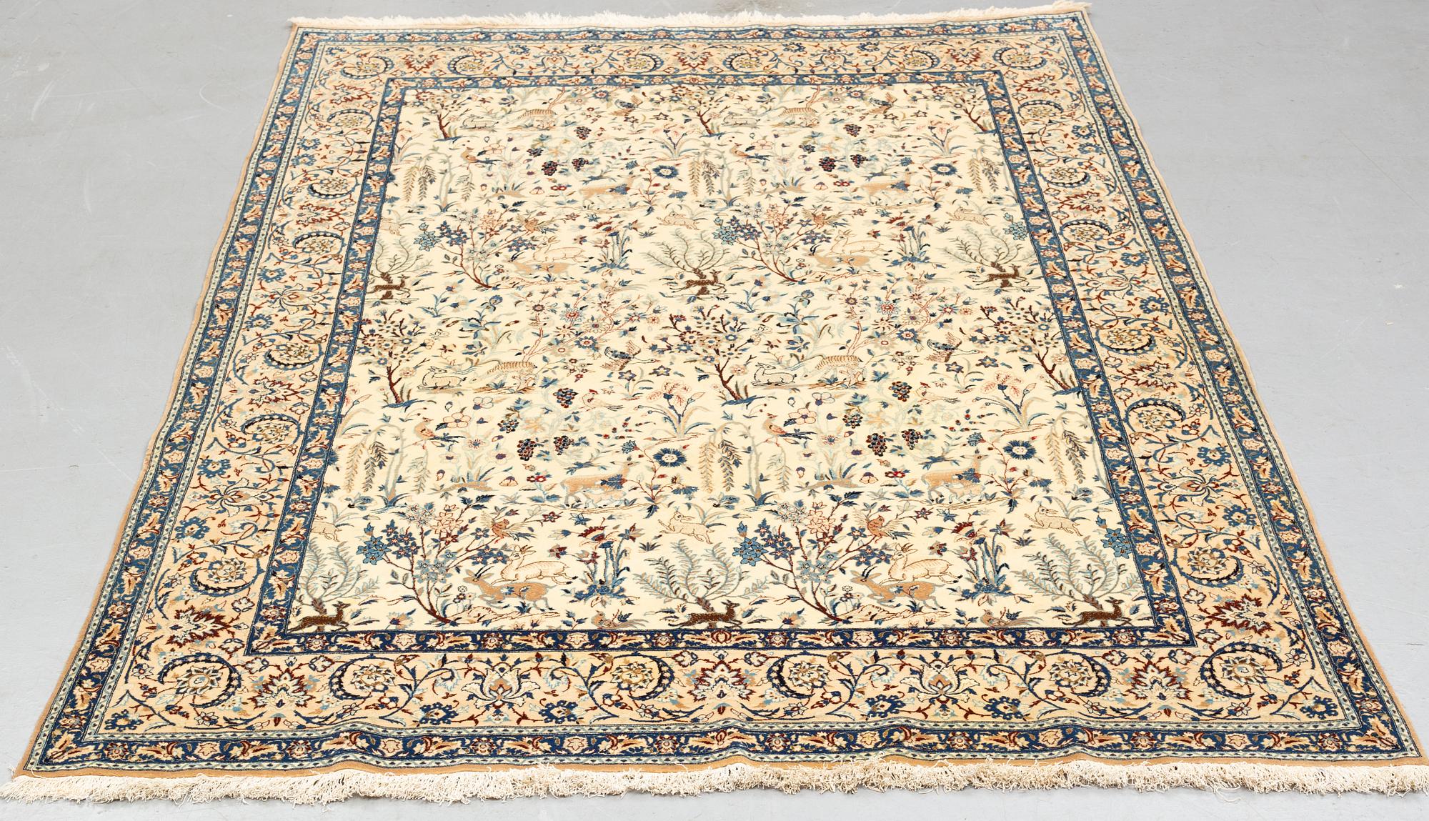 Matto, semi-antique/old Nain, part silk, ca 250,5 x 162 cm.