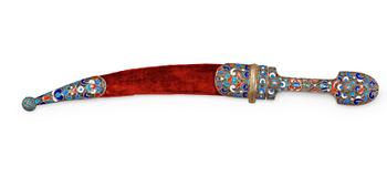 A Russian 19th century silver and enamel dagger, makers mark of Gustav Klingert, Moscow.