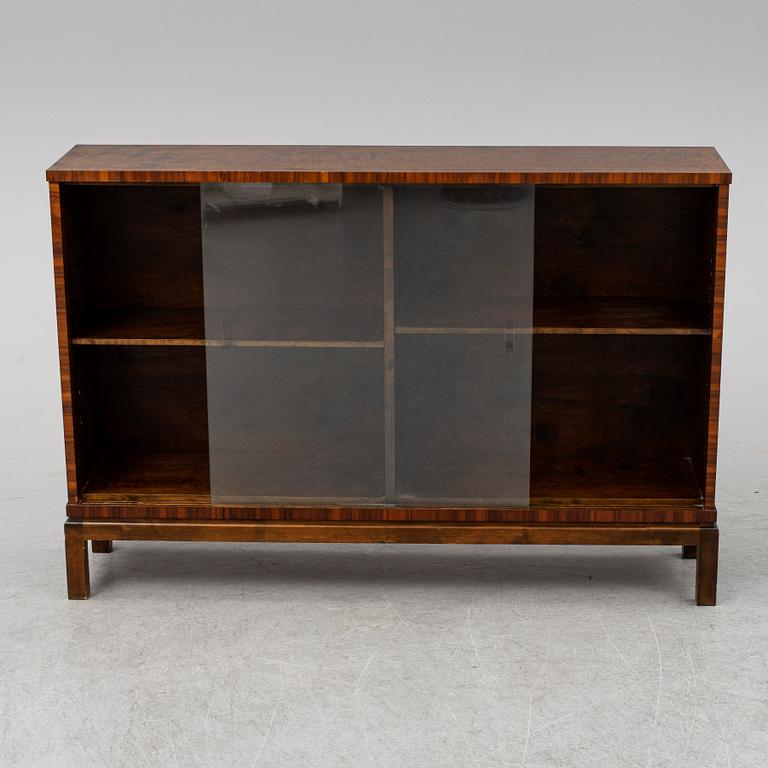 A stained birch veneered bookcase, 1930's.