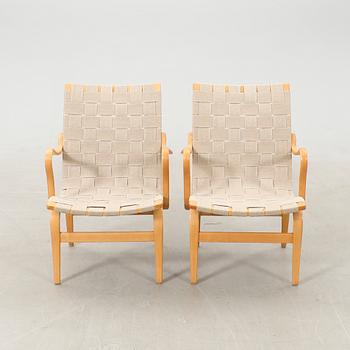 Bruno Mathsson, armchairs, a pair, "Eva", Firma Karl Mathsson, late 20th century.