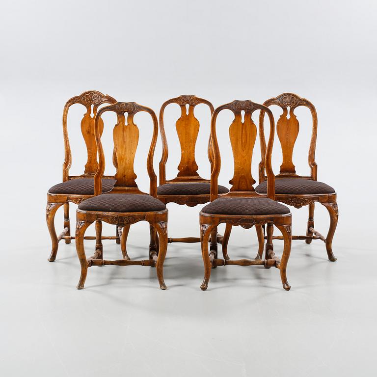 Five 18th century chairs.
