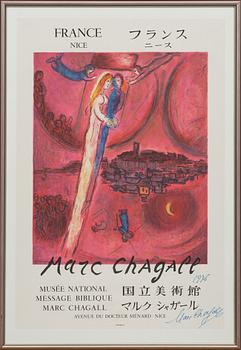 MARC CHAGALL, efter, färglitografisk affisch, signerad och daterad 1976,