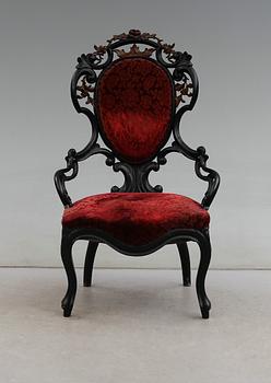 KARMFÅTÖLJ, 1800-talets andra hälft.