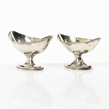 Salt cellars, a pair of similar, silver, London and Edinburgh, circa 1800.