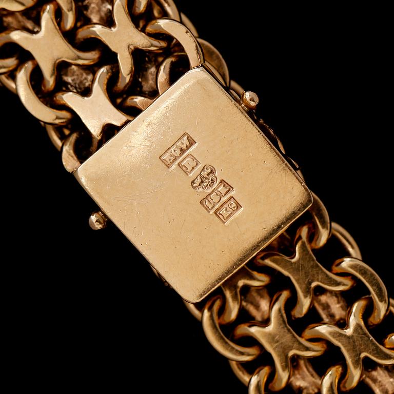 ARMBAND, 18 k guld, svenska stämplar, 1960. Total vikt ca 40 g.