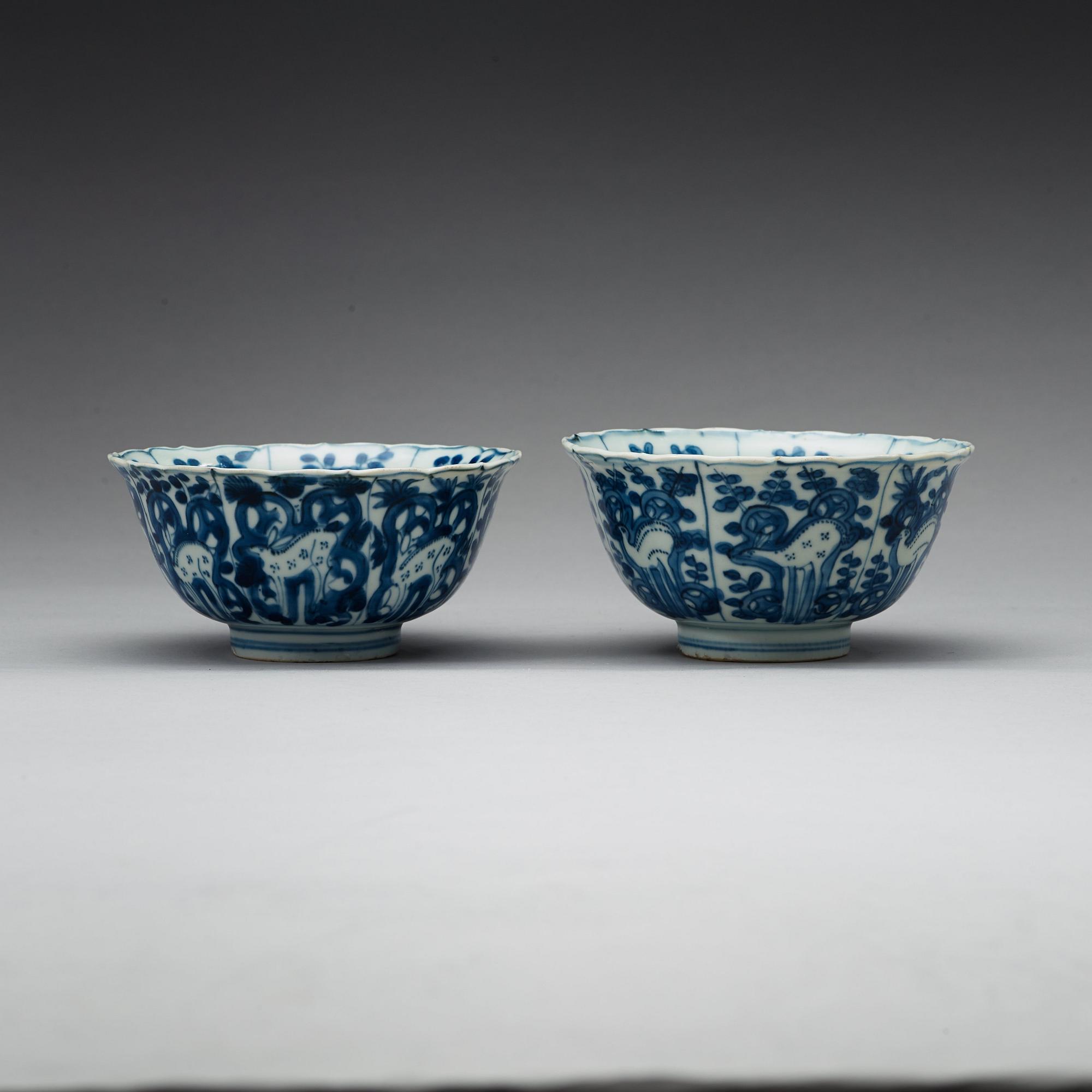 Two blue and white bowls, Ming dynasty, Wanli (1573-1612).