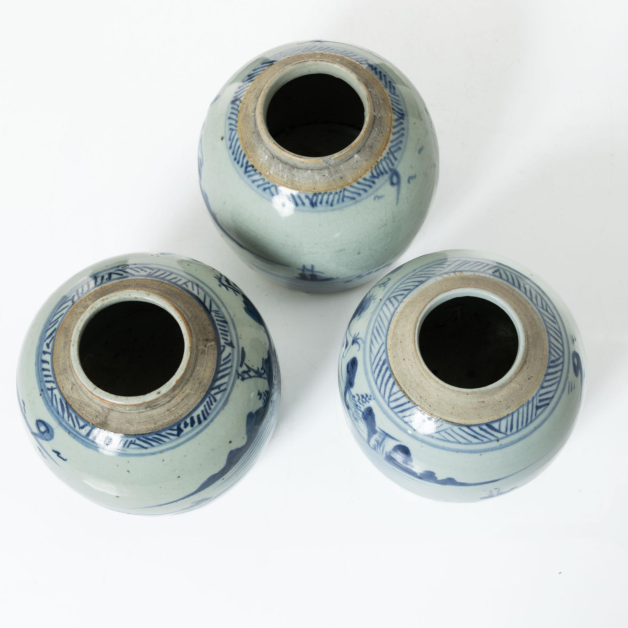 Three ginger jars, China, 19th Century.
