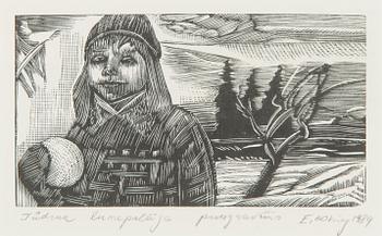 Enno Ootsing, a set of two woodcuts and one linout, signed and dated 1984, 1985 and 1993.