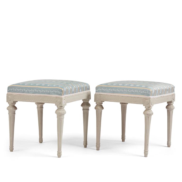 A pair of Gustavian stools by E. Öhrmark (master in Stockholm 1777-1813).