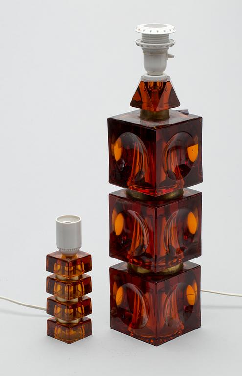 BORDSLAMPOR, 2 st, Carl Fagerlund, Orrefors, 1900-talets andra hälft.