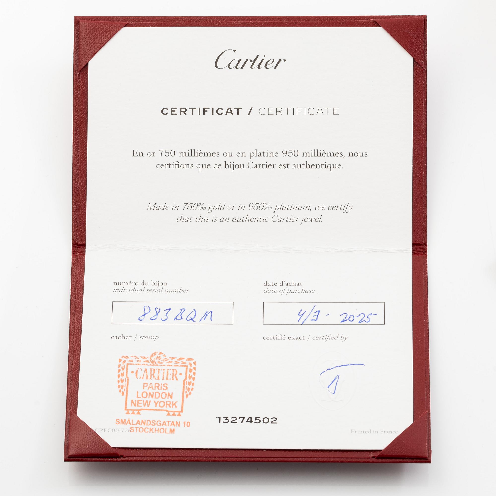 Cartier, ring, wedding band, platinum.