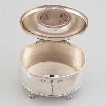 An Empire silver sugar box, mark of Gustaf Folcker, Stockholm 1817.