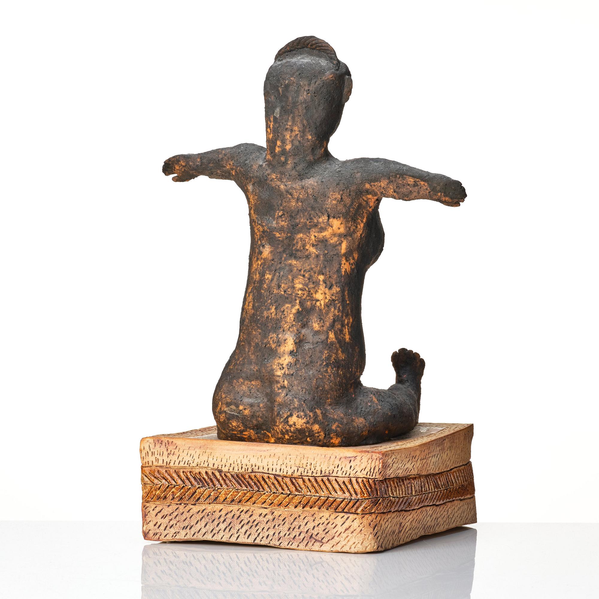 Ulrica Hydman-Vallien, a ceramic sculpture of a seated woman, Sweden, early 1970s.