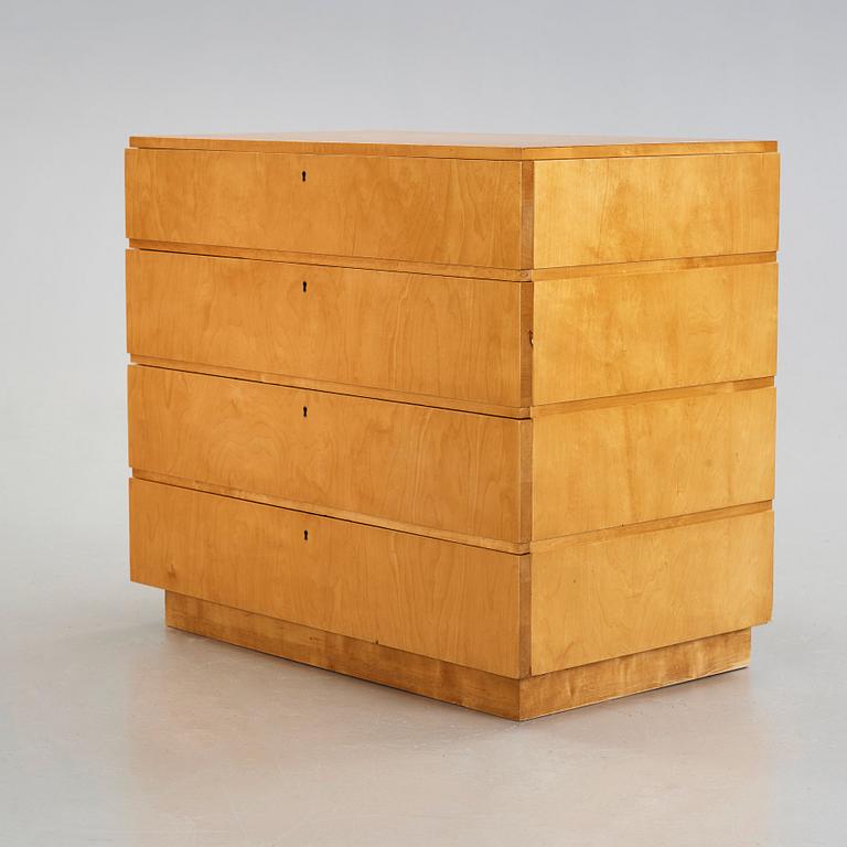 Axel Einar Hjorth, a modernist birch chest of drawers, 'Typenko', Nordiska Kompaniet, Sweden 1930's.