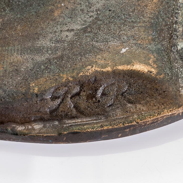 Relief, bronze, signed R.R.