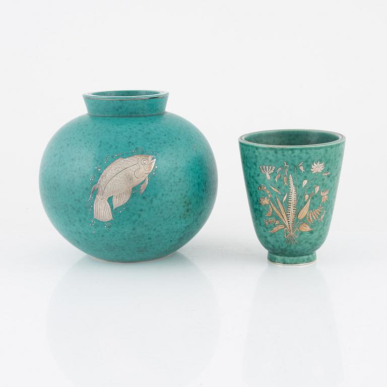 Wilhelm Kåge, two 'Argenta' vases, Gustavsberg.