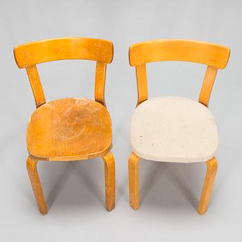 Alvar Aalto, stolar, 2 st, modell 69, O.Y. Huonekalu- ja Rakennustyötehdas A.B. 1900-talets mitt.