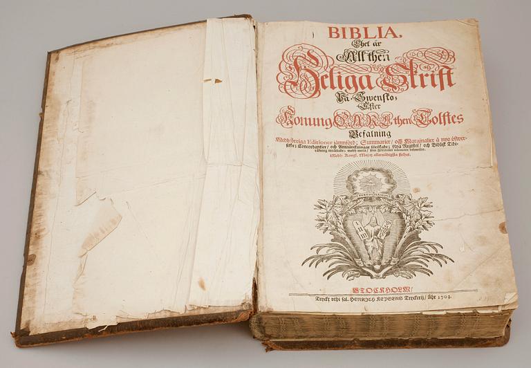 BIBEL, "Karl XII:s", Stockholm 1703.