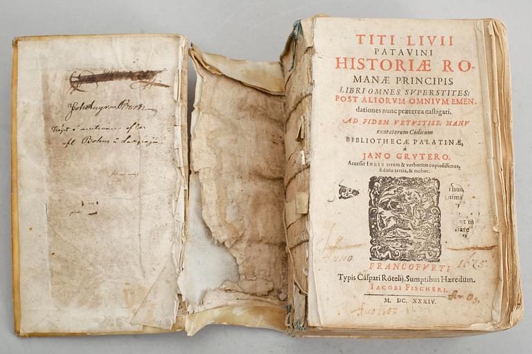 BOK: Titi Livii Patavini Historiae Romanae Principis, Jano Grutero, tryckt 1634 Jacobi Fischeri.