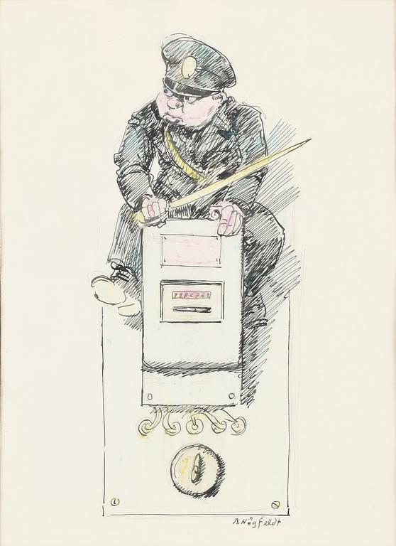 ROBERT HÖGFELDT, teckning, signerad.