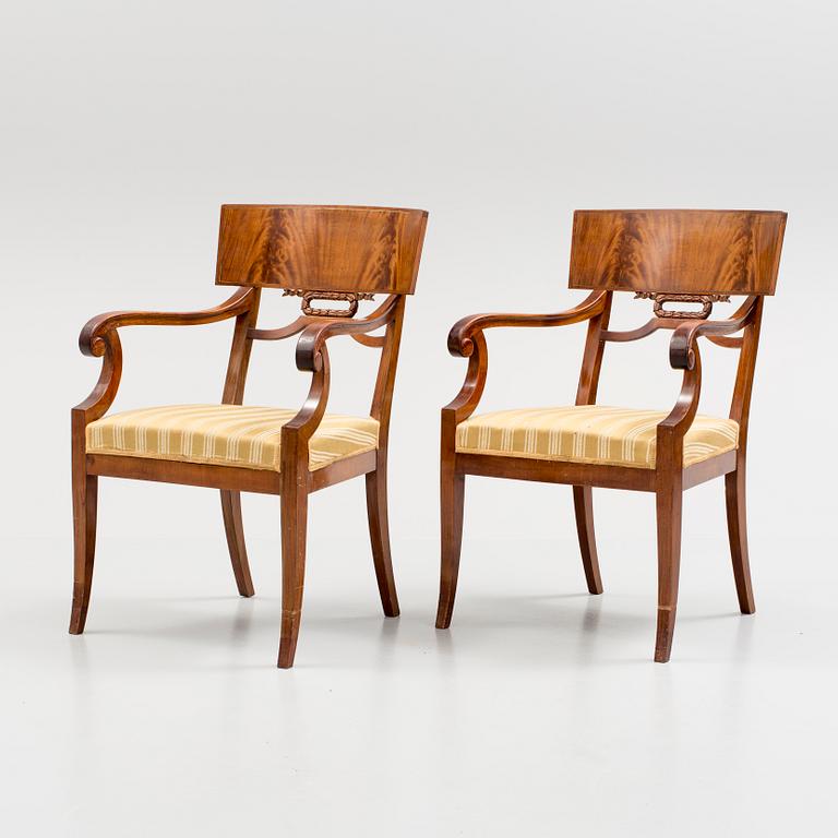 A pair of empire-style chairs by Myrstedt & Stern Stockholm, around 1900.