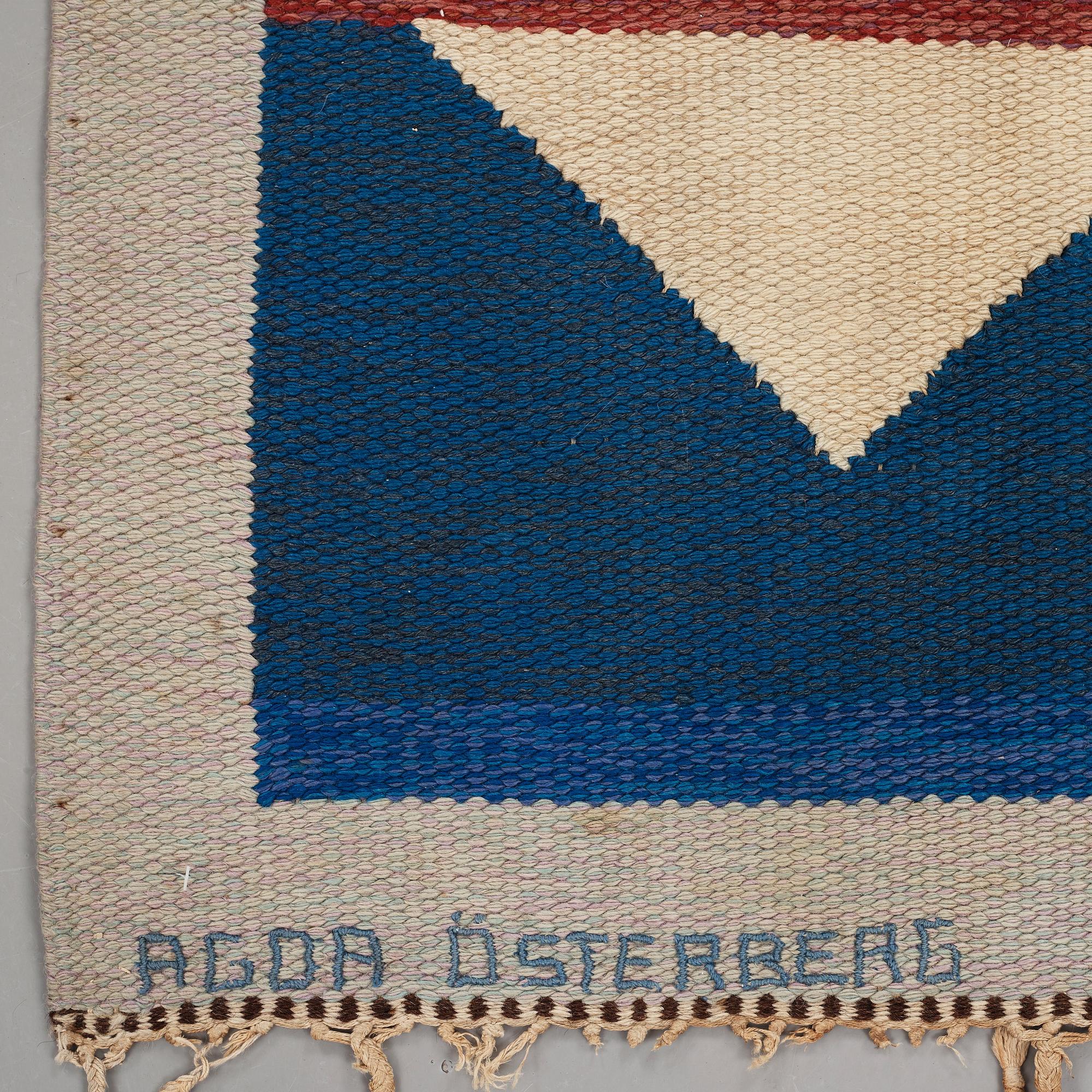 Agda Österberg, MATTA, rölakan, ca 230 x 156 cm, signerad AGDA ÖSTERBERG, Sverige omkring 1960.