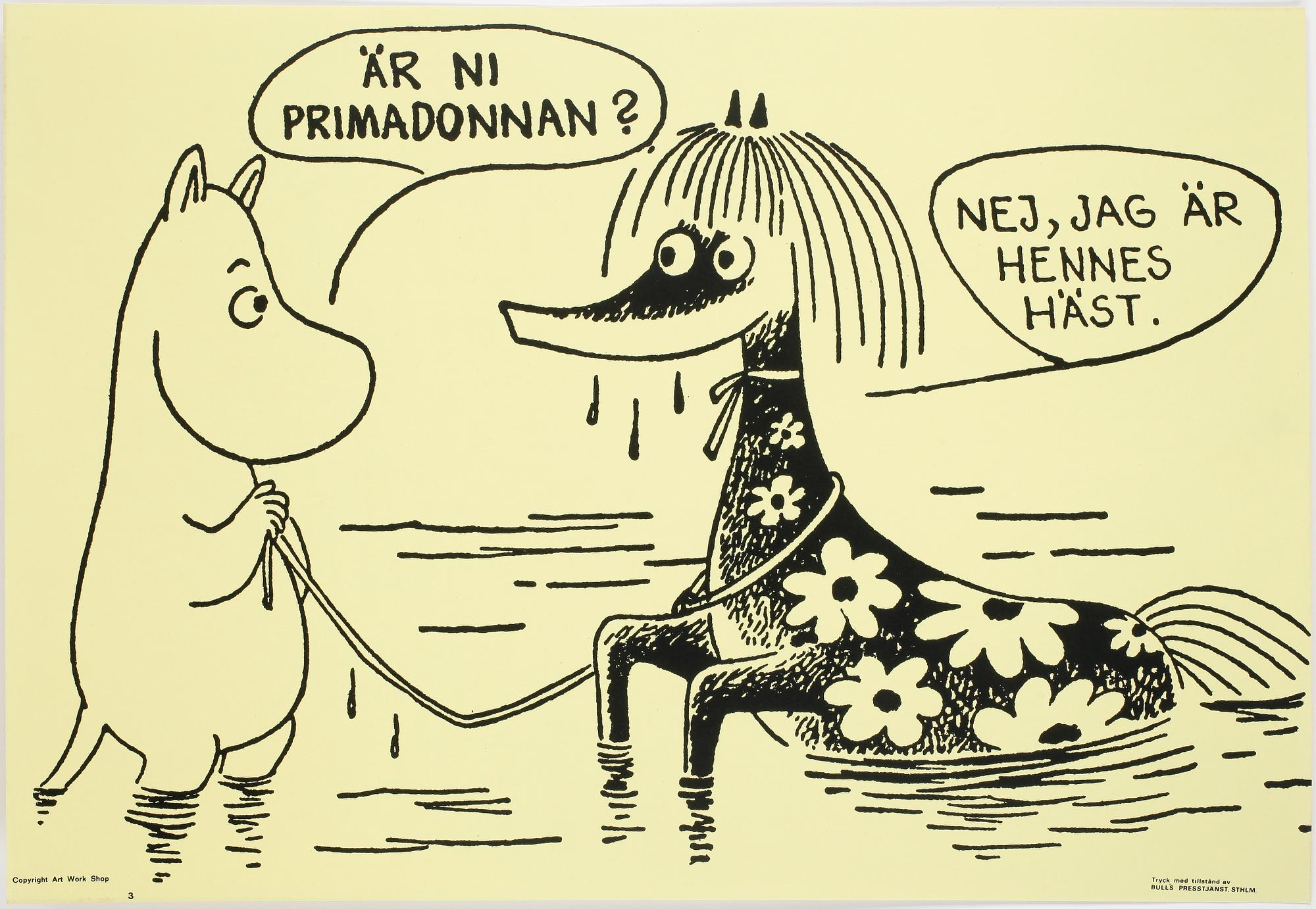 PLANSCHER, 6 st, Tove Jansson, Bulls Presstjänst, Stockholm, 1960-tal.