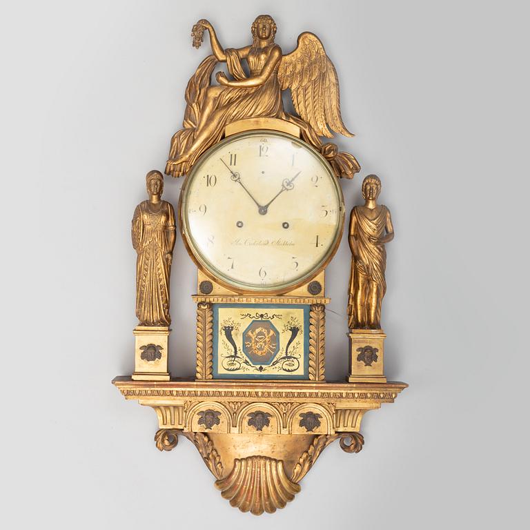 A late gustavian wall clock by Jonas Cederlund (1799-1825), Stockholm.