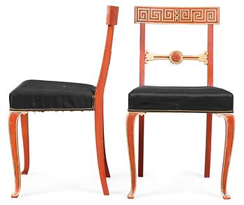 729. A pair of Axel-Einar Hjorth  red lacquered chairs, "Åbo", Nordiska Kompaniet 1929-30.