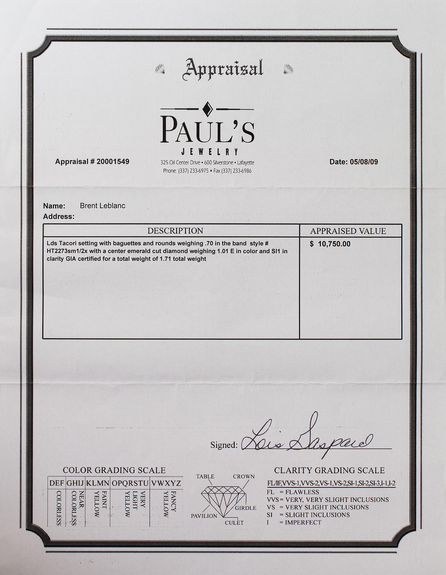 Sormus, 18K valkokultaa, timantteja n. 1.71 ct yht. Tacori. GIA -todistuksella.