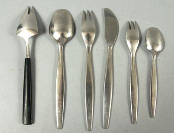 BESTICKSUPPSÄTTNING, 30 delar, "Focus Steel", Gense, rostfritt stål samt COCKTAILGAFFLAR, 6 st, Gense.