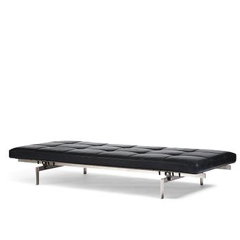 60. Poul Kjaerholm, a "PK-80" black leather and steel base daybed, edition Fritz Hansen, 2013.