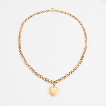 Collier, bismarcklänk med hjärtberlock, 18K guld.