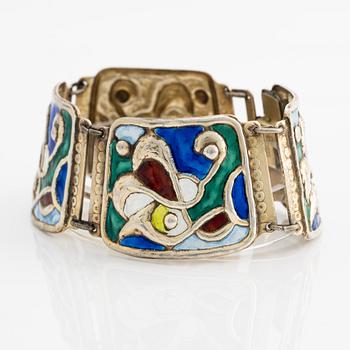 Bracelet, silver with enamel, Öystein Balle.