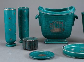 PARTI STENGODS, 7 delar, "Argenta", Wilhelm Kåge, Gustavsberg, 1900-tal.