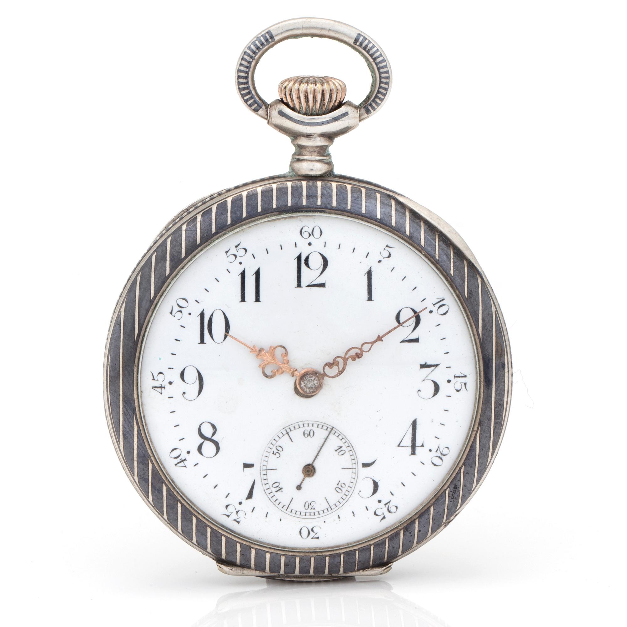 BOREL FILS & Cie, pocket watch 50 mm, with Niello.