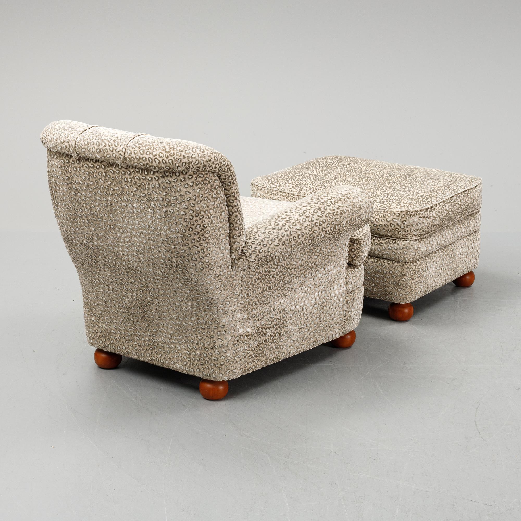 Josef Frank, a model 336 easy chair with ottoman, Svenskt Tenn.
