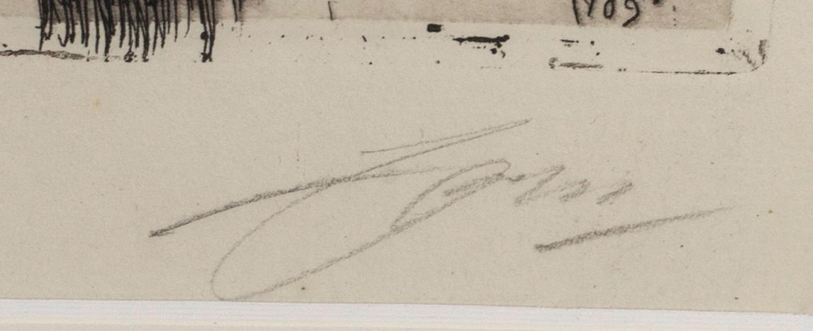 Anders Zorn, a signed etching from 1909.