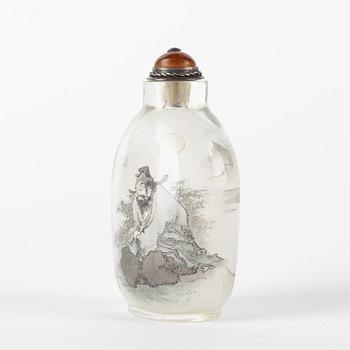 Snusflaska med propp, insidesmålad. Kina, 1900-tal.