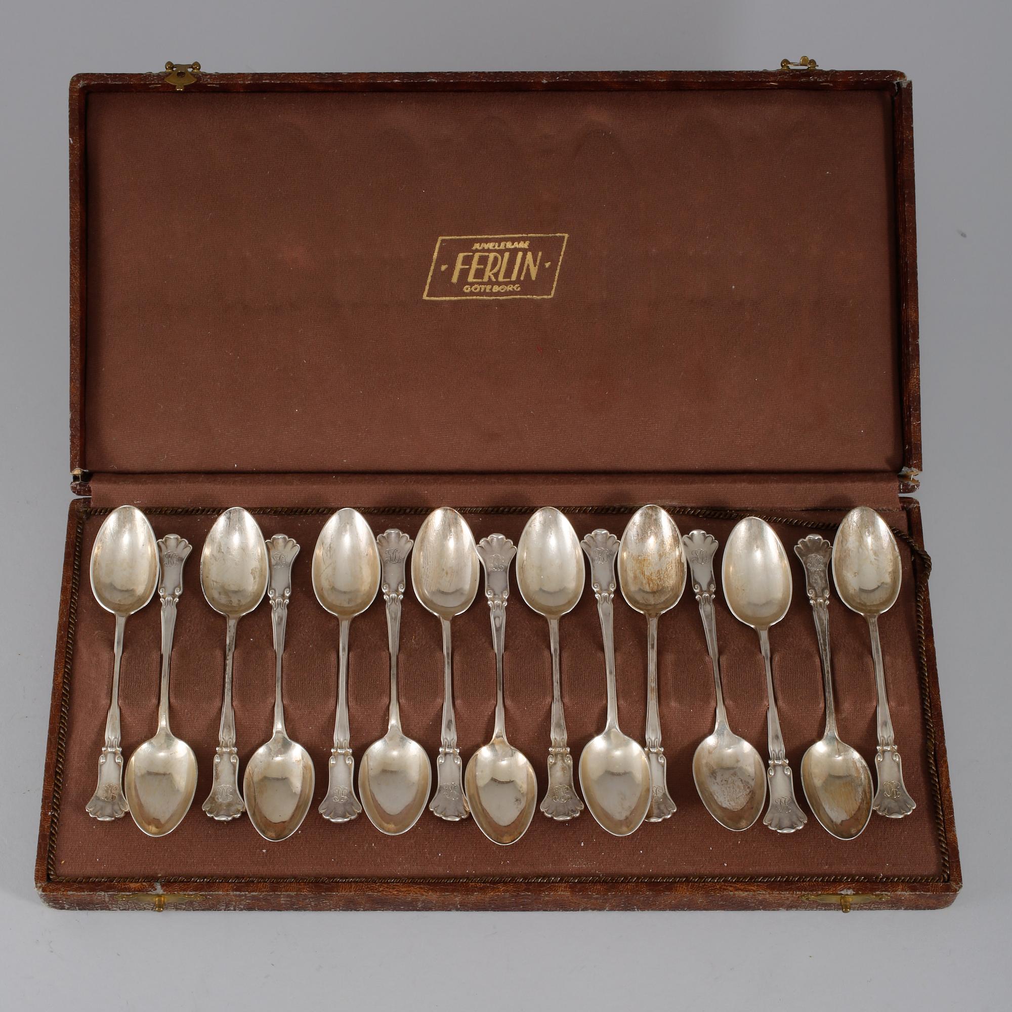 TESKEDAR, 15 st, silver, svenska importstämplar, 1930-tal, vikt 296 g.