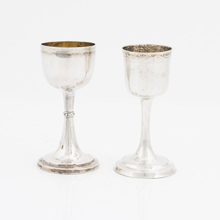 Two Swedish silver cups, Stockholm 1795 and Erik Albrecht Körsner, Falun 1812.