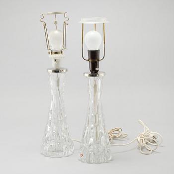 A pair of table lamps by Carl Fagerlund for Orrefors, third quarter of the 20th century.