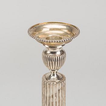 A pair of Swedish 18th century silver candlesticks, marks of Stephan Westerstråhle, Stockholm 1792.