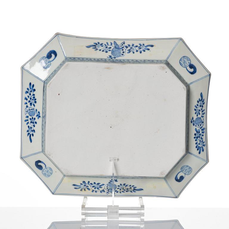 A blue and white dish with an elephant, Japan, 19th Century.