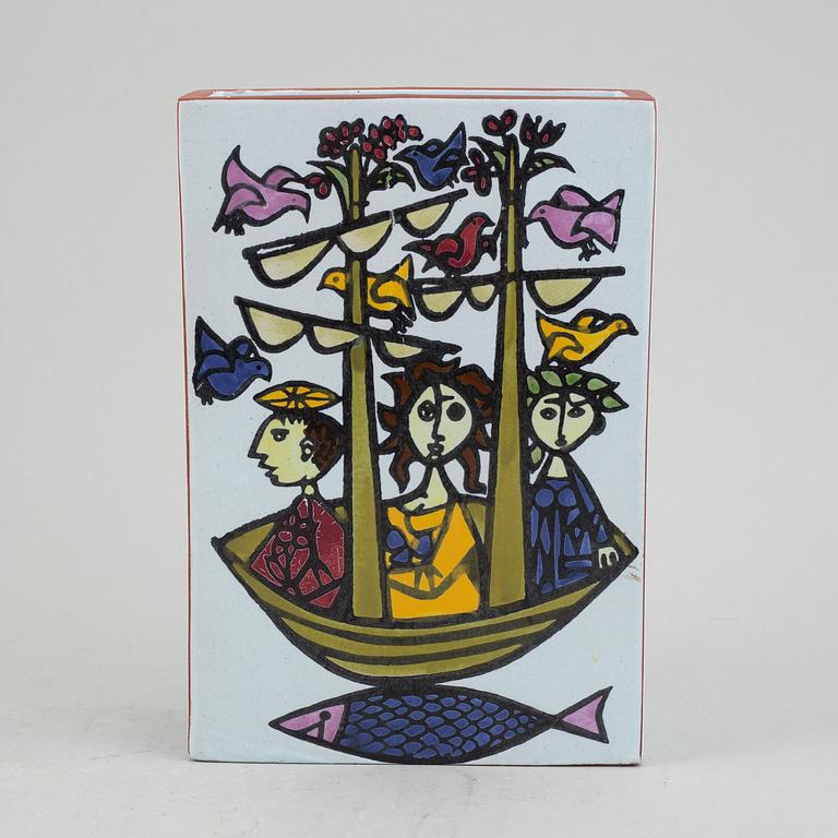 Stig Lindberg, vase and plate, "Karneval", Gustavsberg.